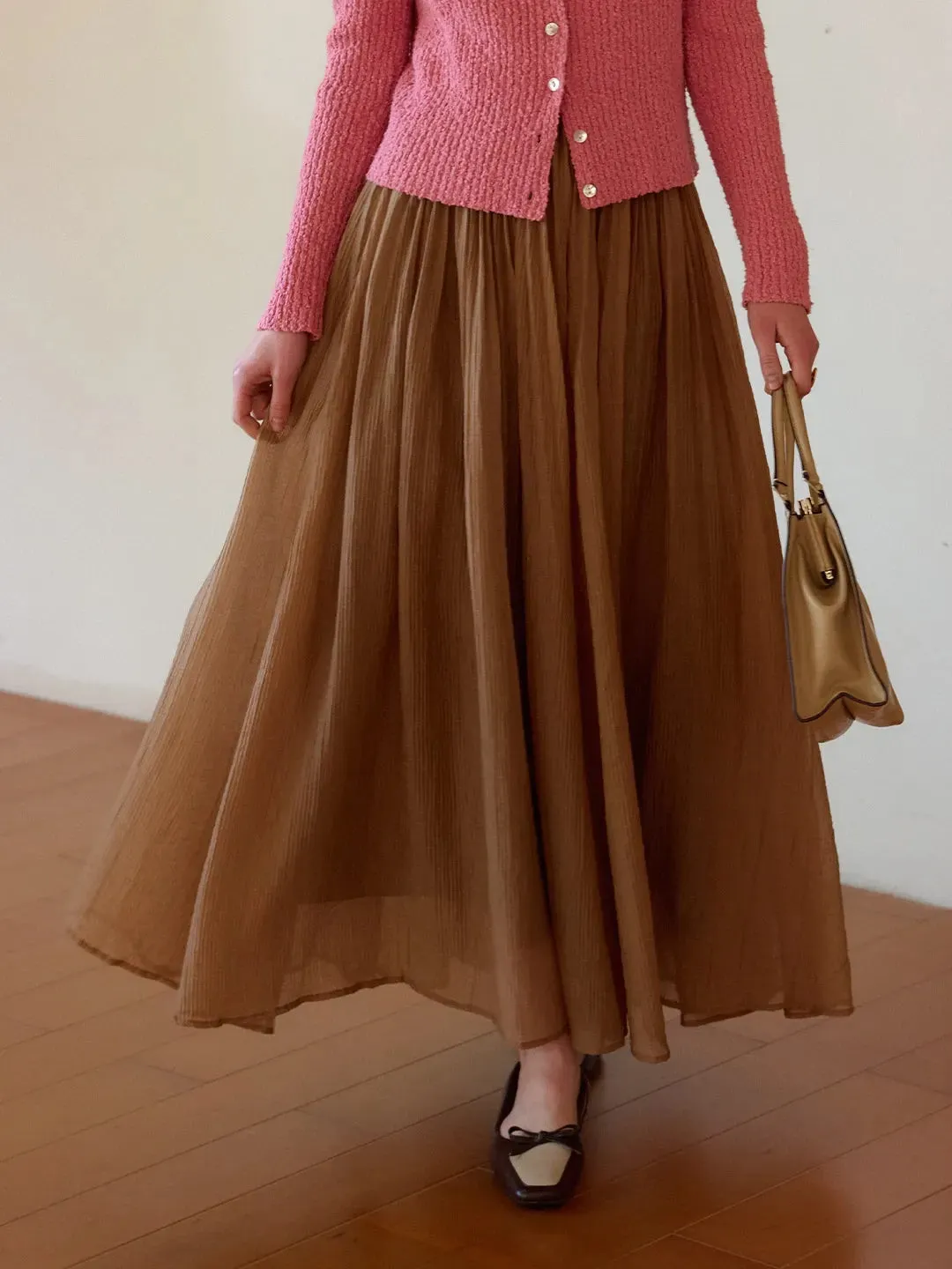 Harlee Flowy Pleated Lyocell Skirt sold by Simple Retro
