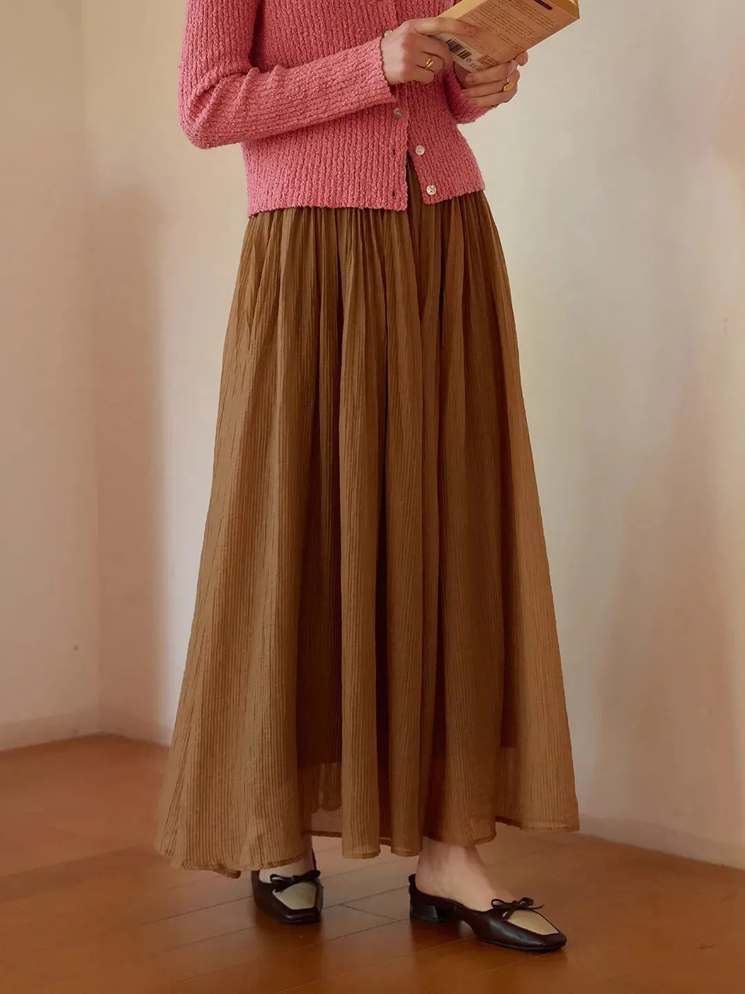 Harlee Flowy Pleated Lyocell Skirt sold by Simple Retro product image thumbnail 5