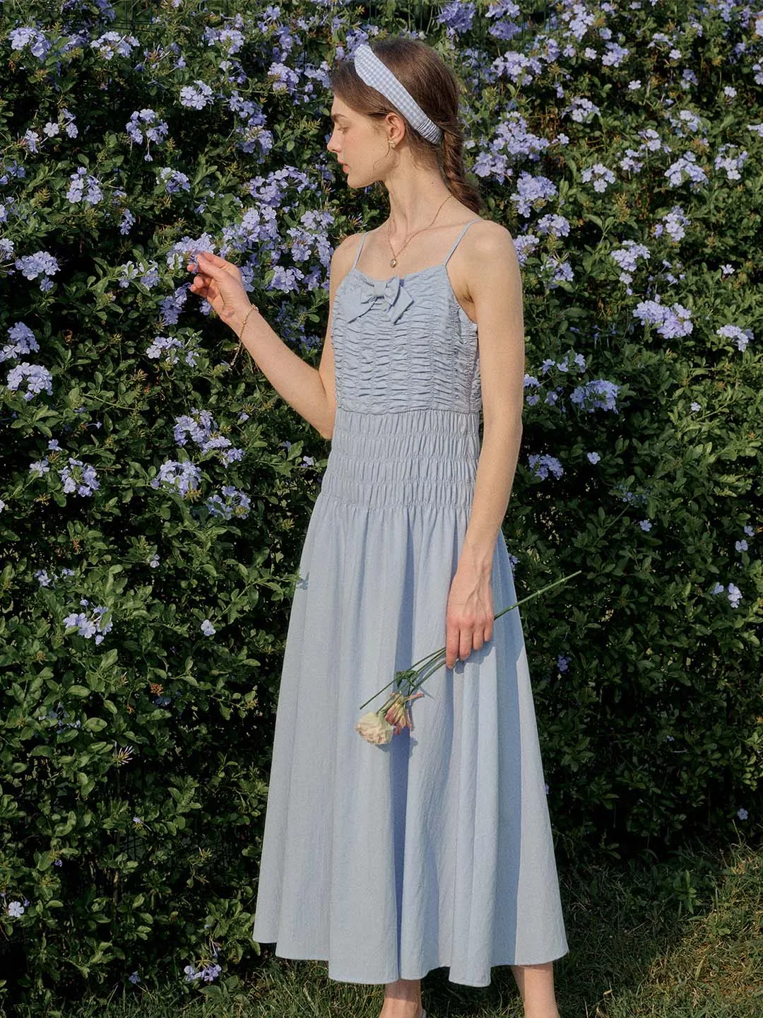 【Final Sale】Avayah Bow Smocked Slip Dress sold by Simple Retro product image thumbnail 4