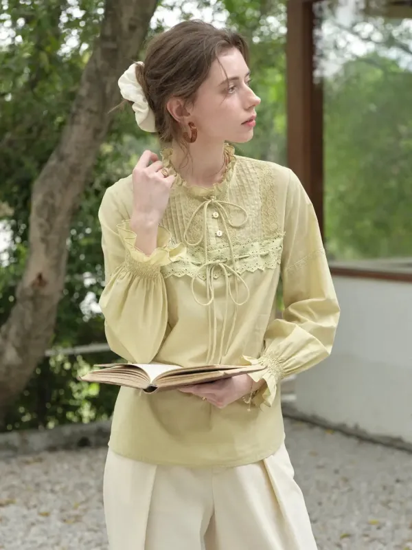 Malayah Ruffle Neck 100% Cotton Blouse sold by Simple Retro