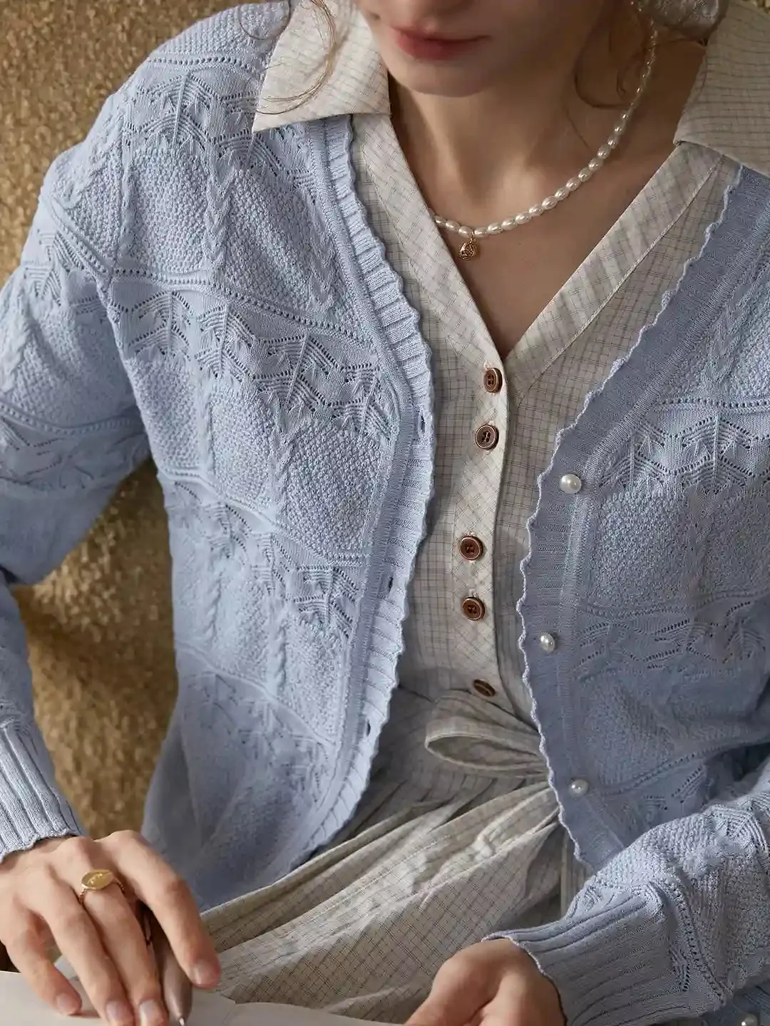 Elouise V-Neck Wool Cardigan sold by Simple Retro product image thumbnail 4