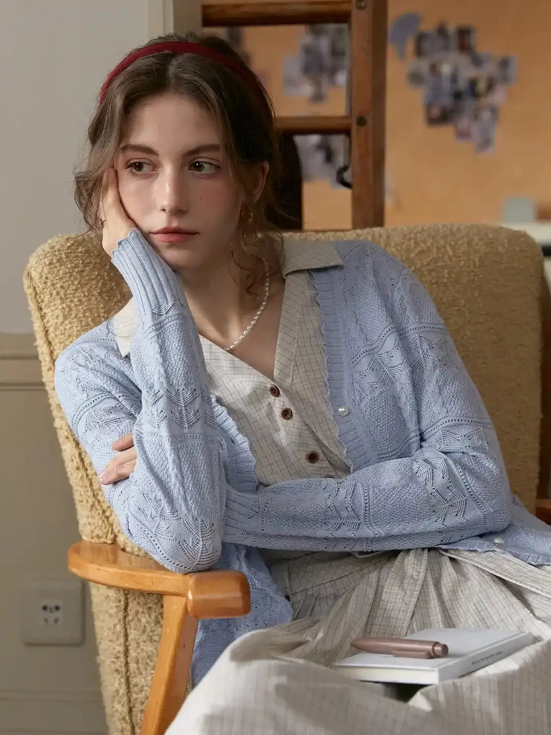 Elouise V-Neck Wool Cardigan sold by Simple Retro product image thumbnail 5