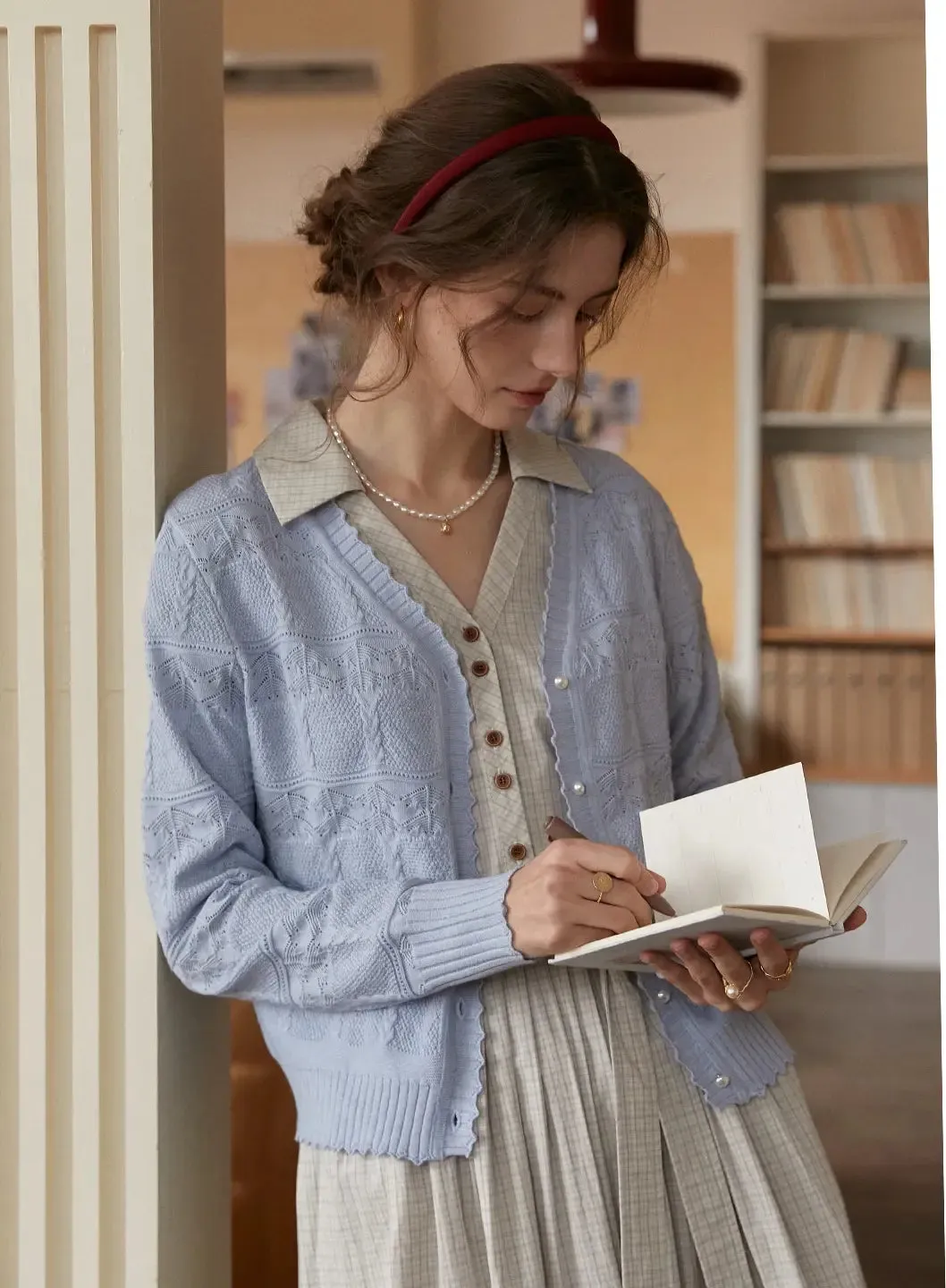 Elouise V-Neck Wool Cardigan sold by Simple Retro