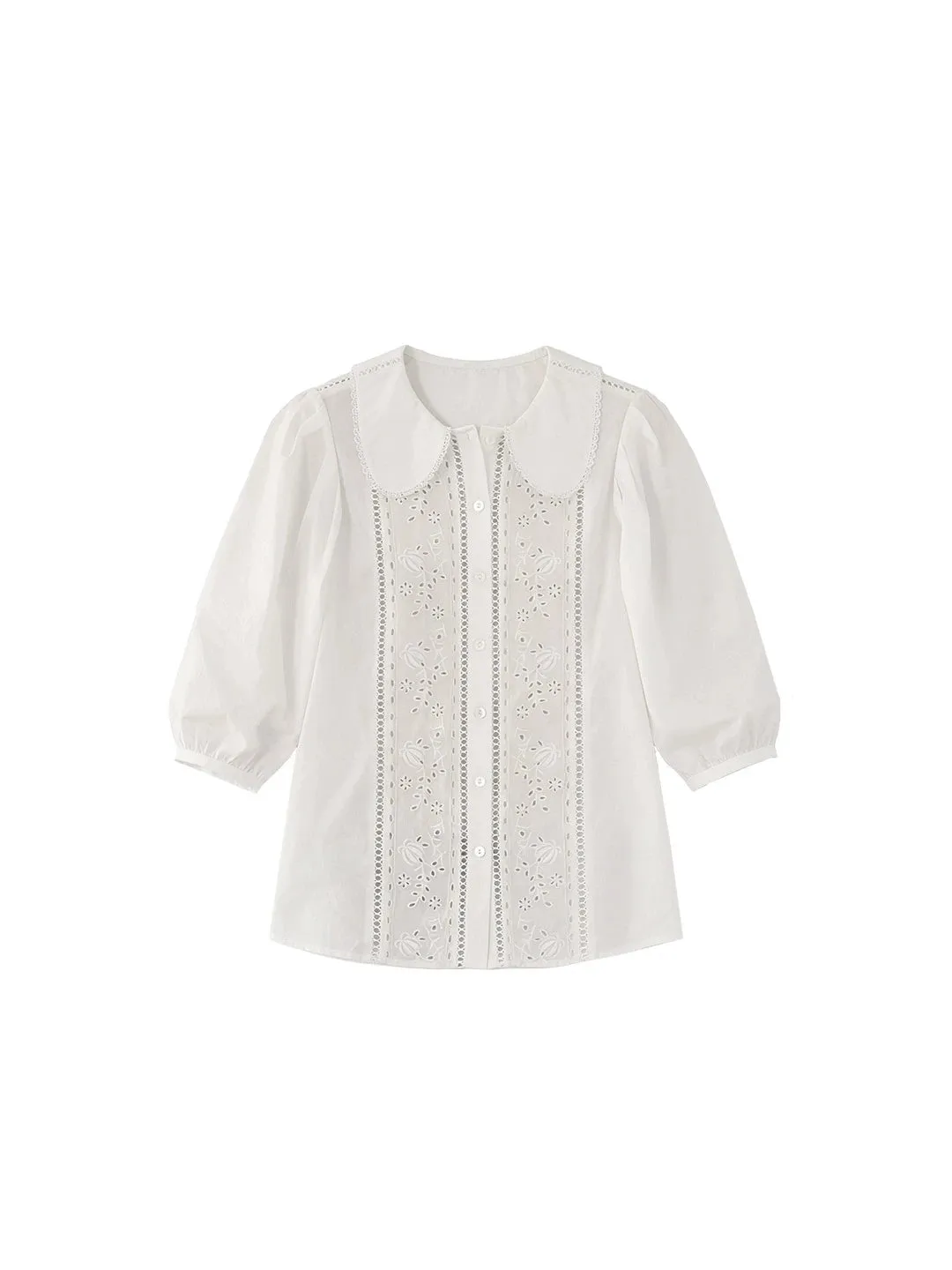 Emmeline Peter Pan Collar 100% Cotton Blouse sold by Simple Retro product image thumbnail 2