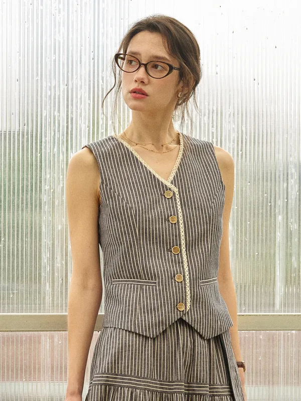 Allyson Striped Waistcoat Vest made by Simple Retro