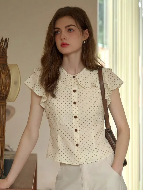 Adrianna Peter Pan Collar Dots Blouse made by Simple Retro