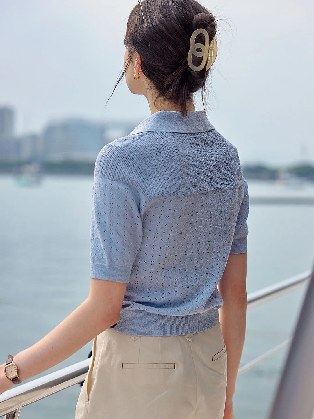 【Final Sale】Florence Polo Neck Short Sleeve Knit sold by Simple Retro product image thumbnail 5