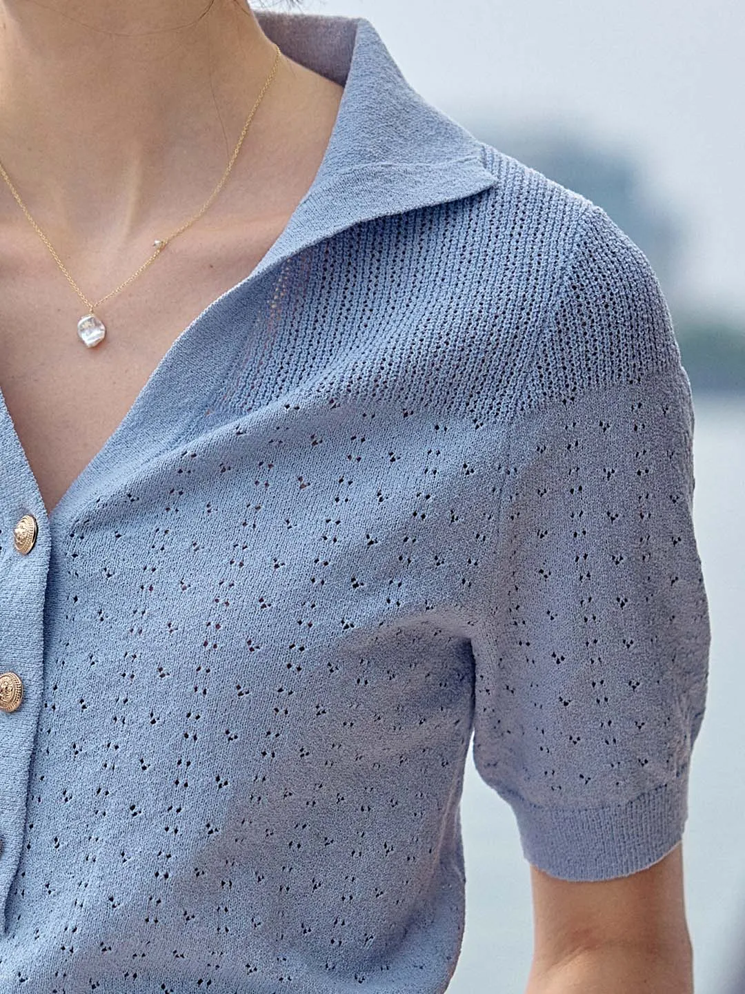 【Final Sale】Florence Polo Neck Short Sleeve Knit sold by Simple Retro product image thumbnail 2