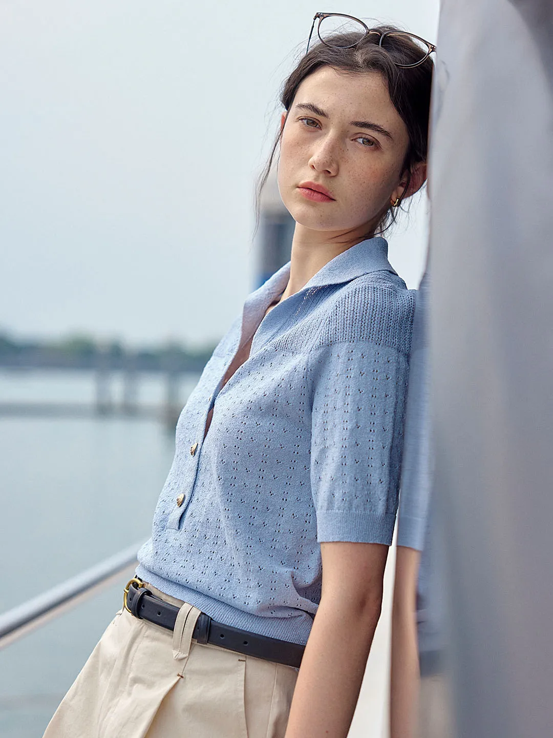 【Final Sale】Florence Polo Neck Short Sleeve Knit sold by Simple Retro product image thumbnail 3