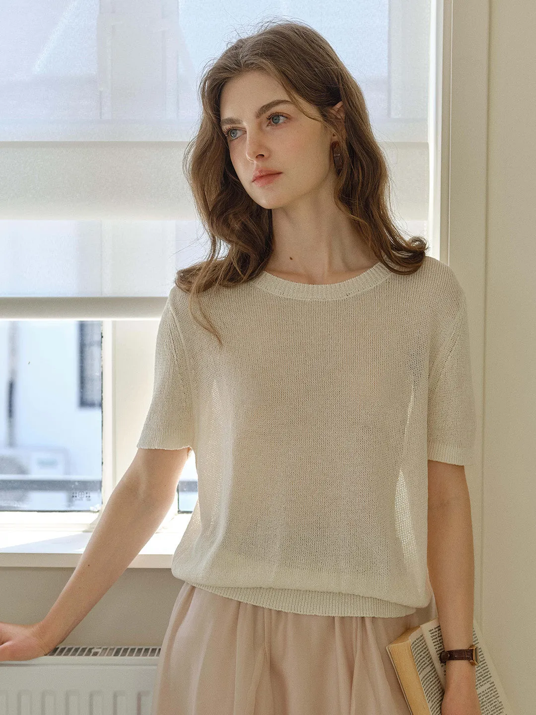 Ainsley Round Neck Light-Knit Blouse sold by Simple Retro product image thumbnail 5
