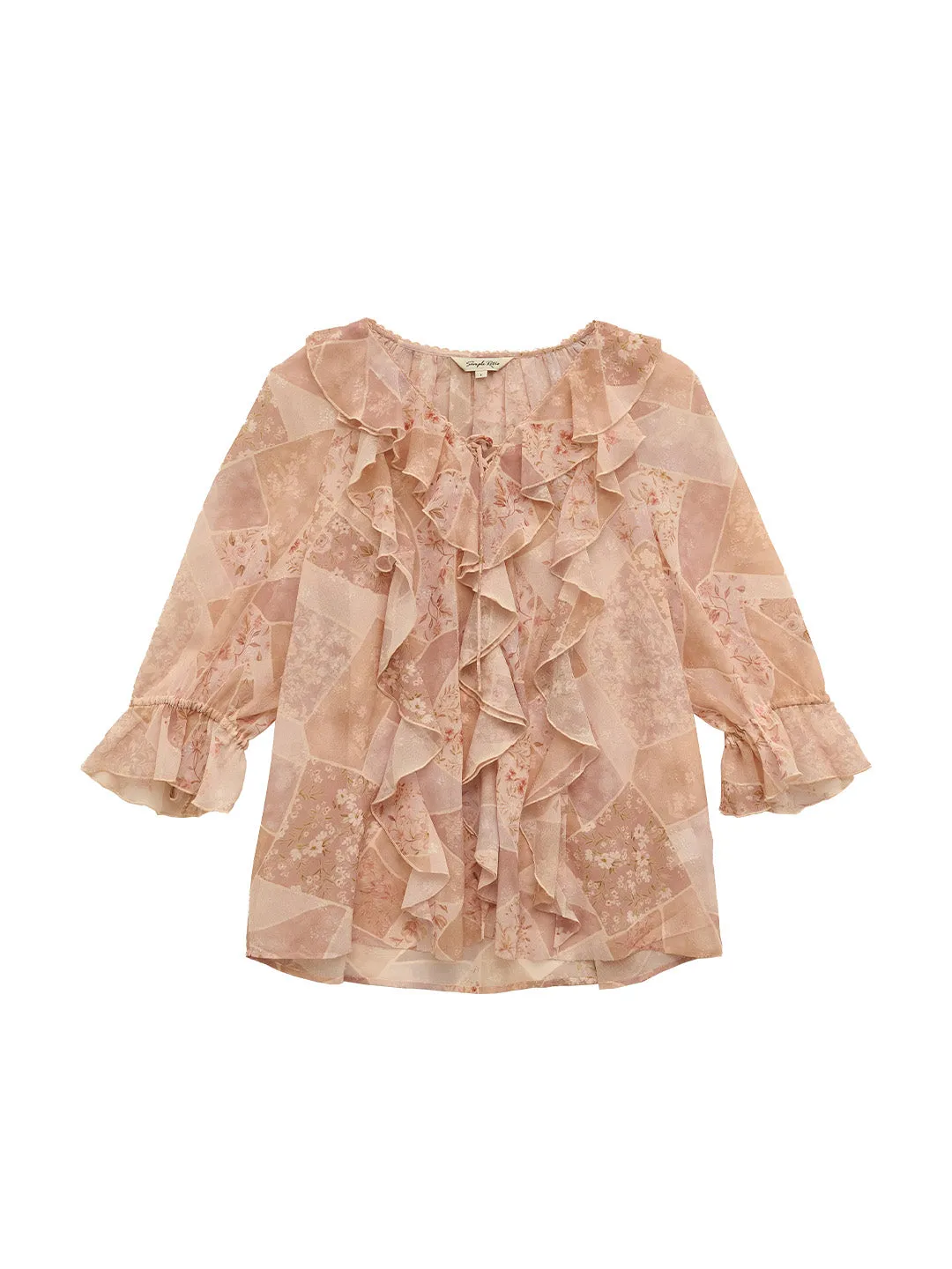 Marlowe Round Neck Ruffle Blouse sold by Simple Retro product image thumbnail 2