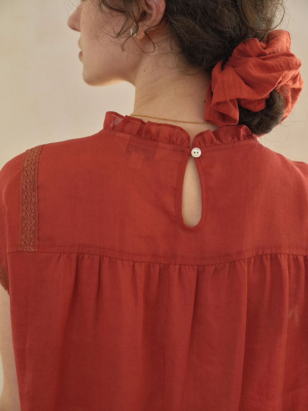 Lilac Ruffle Collar Blouse sold by Simple Retro product image thumbnail 5