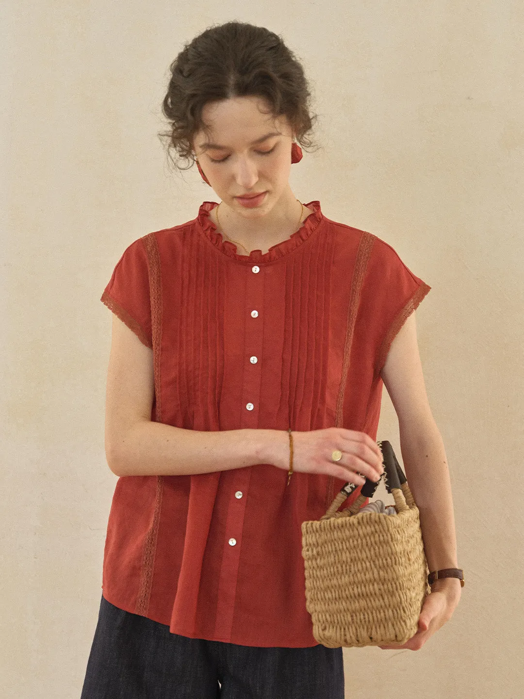 Lilac Ruffle Collar Blouse sold by Simple Retro product image thumbnail 2