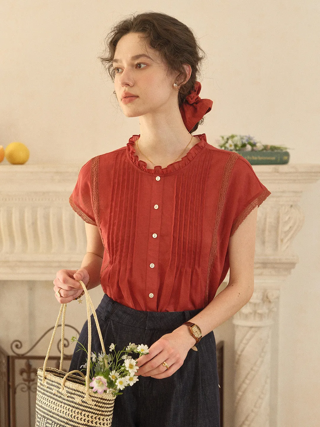 Lilac Ruffle Collar Blouse sold by Simple Retro
