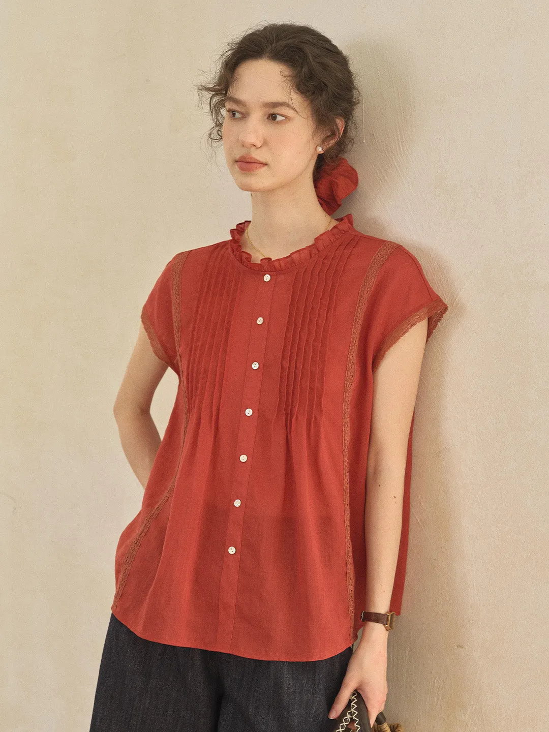 Lilac Ruffle Collar Blouse sold by Simple Retro product image thumbnail 3