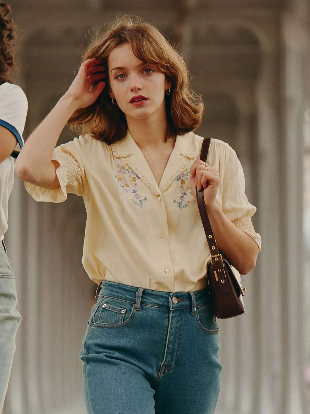 Alicia Floral Embroidery V-Neck Blouse sold by Simple Retro