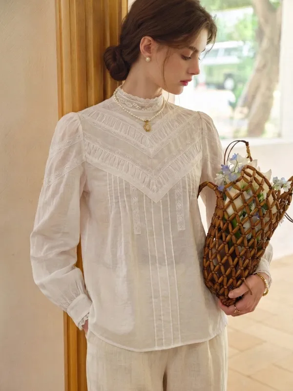 Daphne Lace Embroidery Blouse made by Simple Retro
