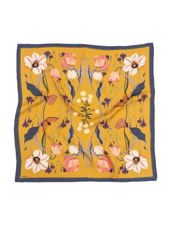 Chowxiaodou 16 Momme Tulip Silk Twill Large Square Scarf  90*90 sold by Simple Retro