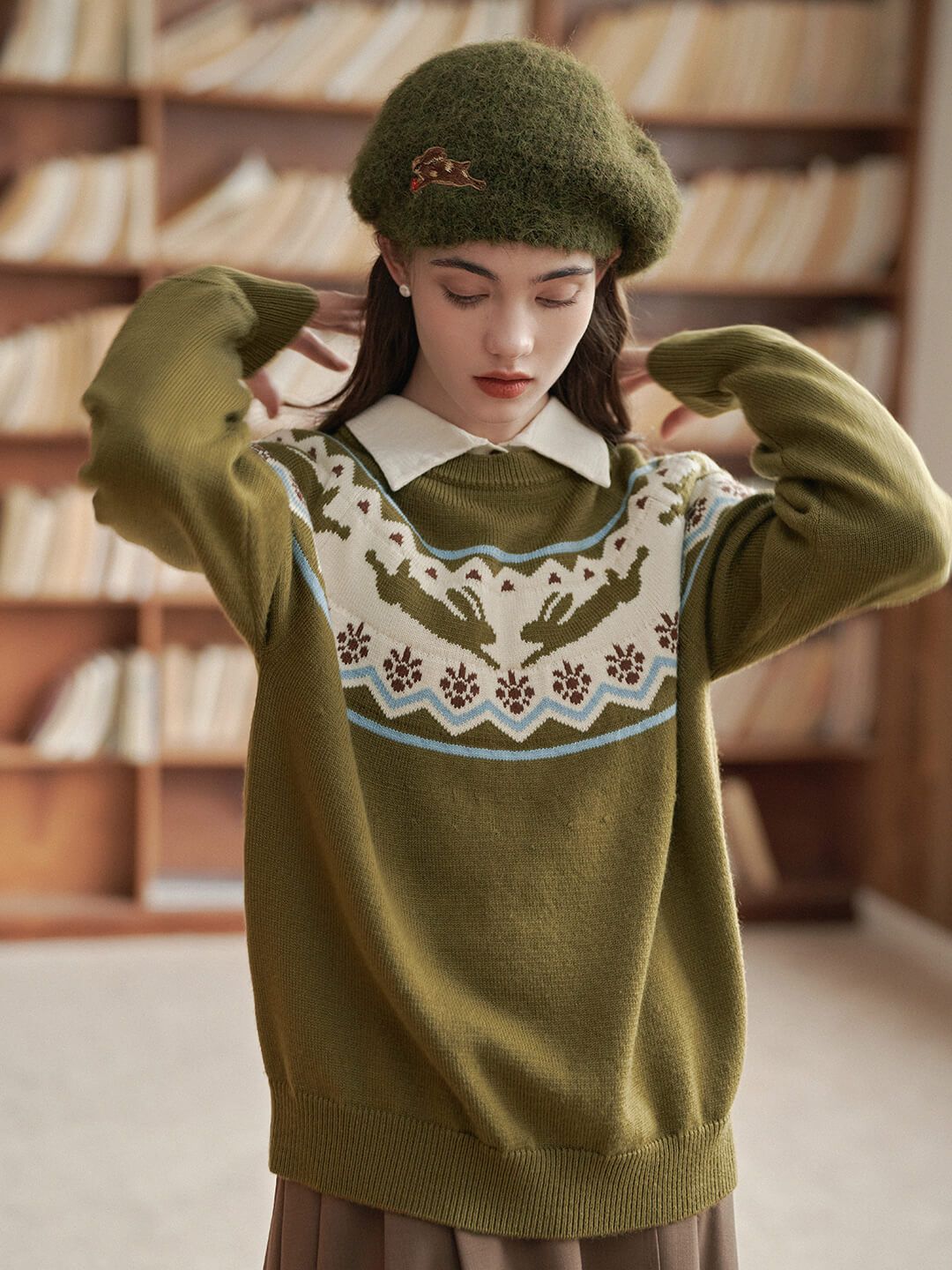 Rabbit Fair Isle Round Neck Knitwear sold by Simple Retro product image thumbnail 6