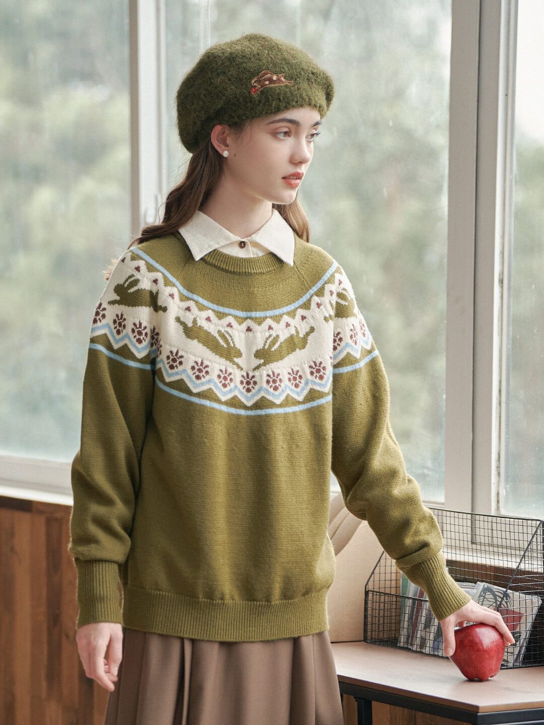 Rabbit Fair Isle Round Neck Knitwear sold by Simple Retro product image thumbnail 4