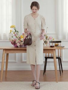 Rosa Elegant V-Neck Puff Sleeve Dress sold by Simple Retro