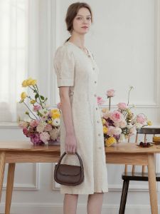 Rosa Elegant V-Neck Puff Sleeve Dress sold by Simple Retro