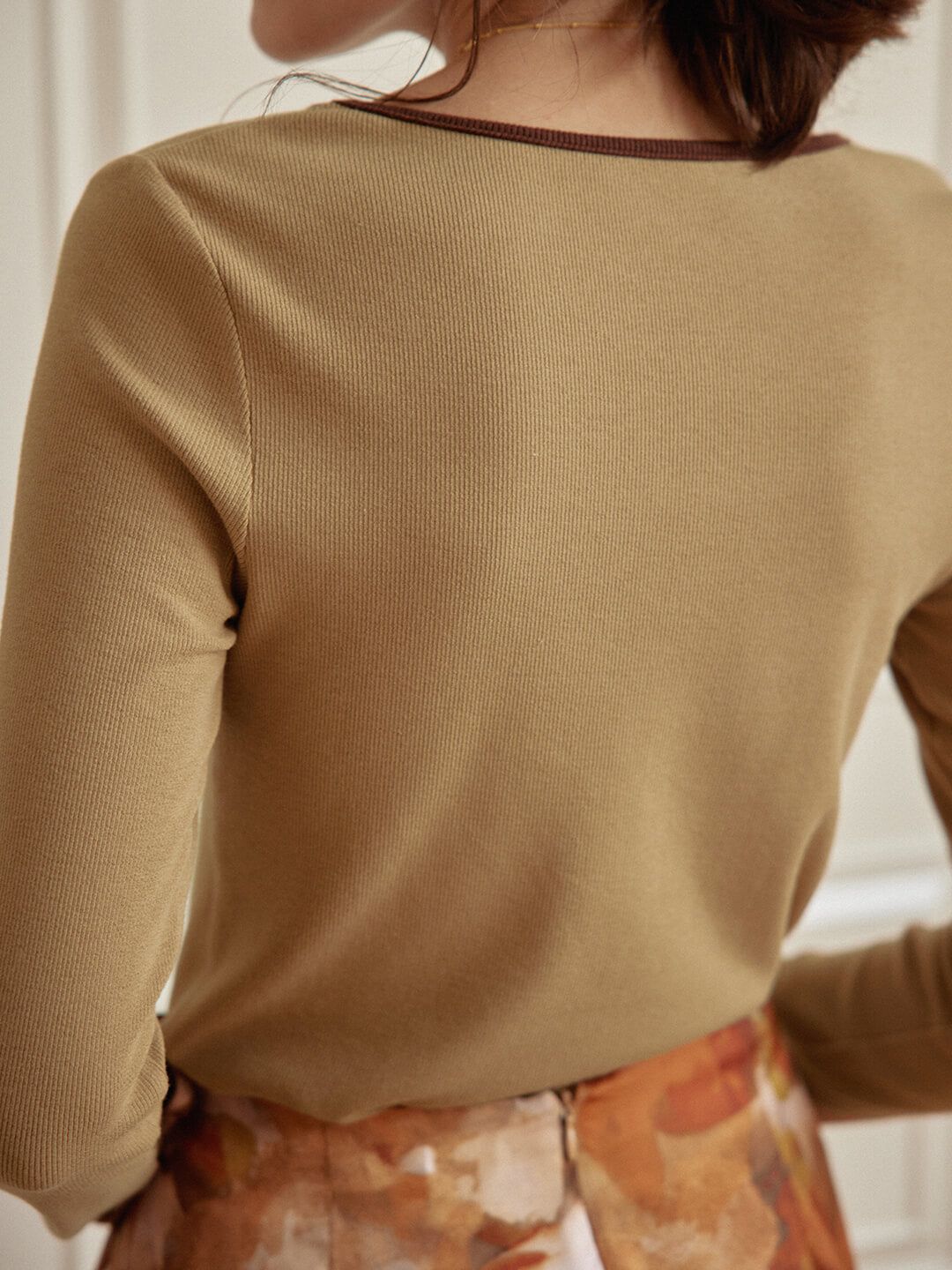 Erica U-neck Khaki Knitted Top sold by Simple Retro product image thumbnail 5