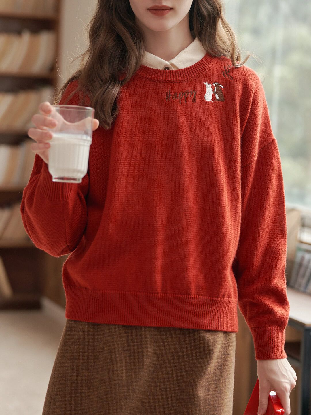 【Final Sale】Rabbit Embroidery Round Neck Knitwear sold by Simple Retro product image thumbnail 4