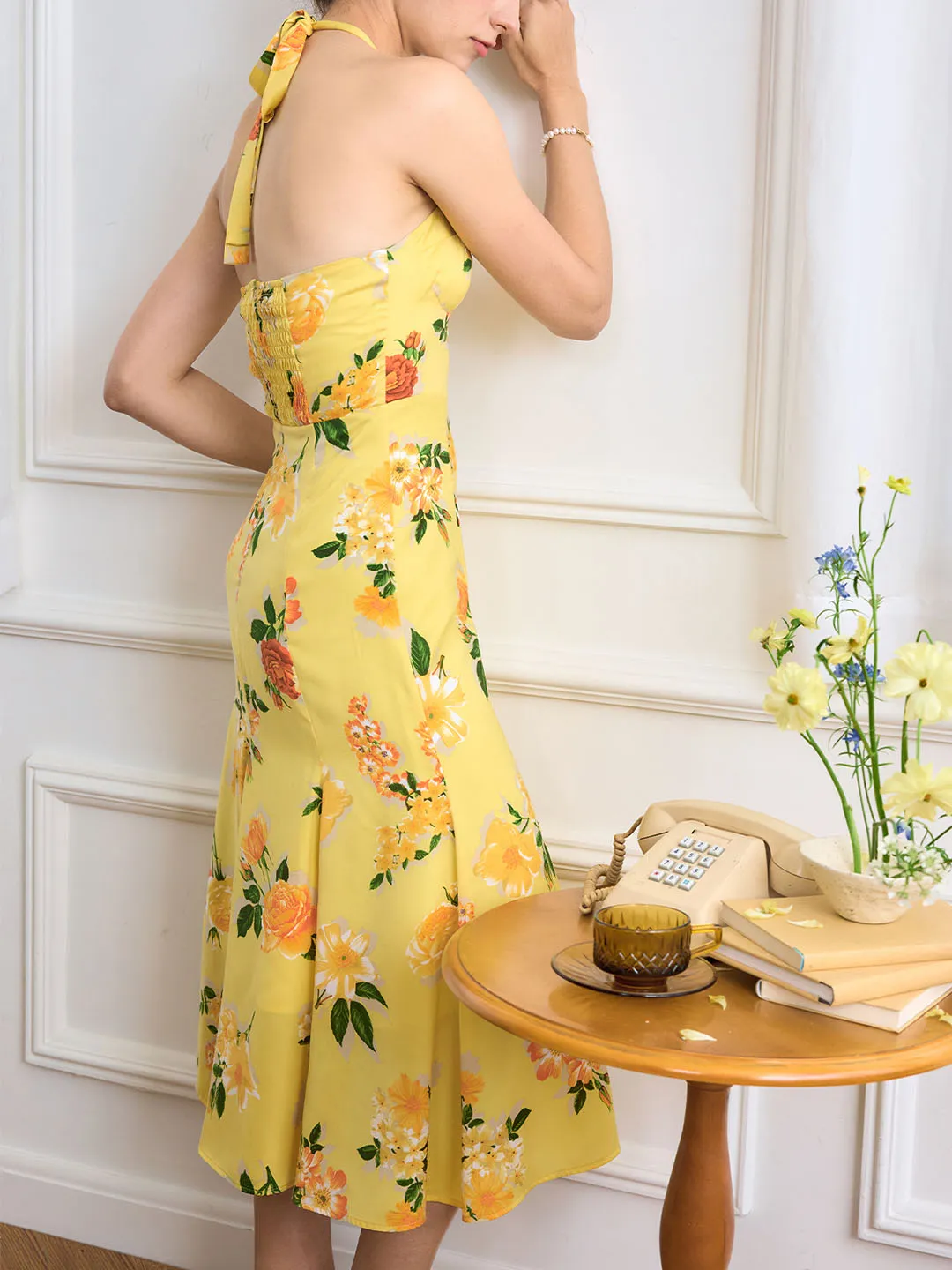 Liberty Chiffon Print Halter Neck Dress sold by Simple Retro product image thumbnail 4