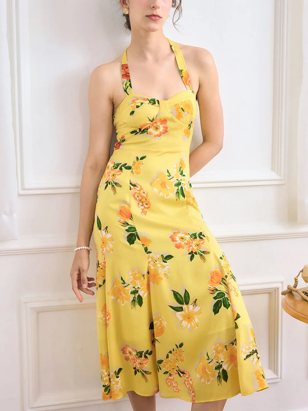 Liberty Chiffon Print Halter Neck Dress sold by Simple Retro product image thumbnail 3