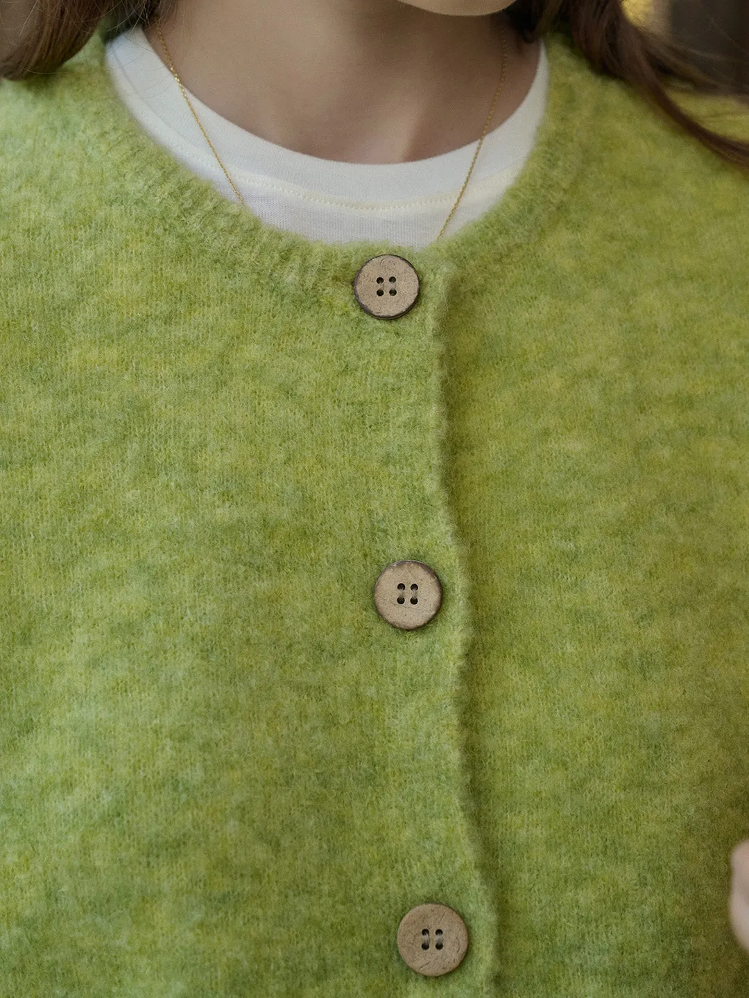 Zariyah Classic Round Neck Rolled Hem Cardigan sold by Simple Retro product image thumbnail 2