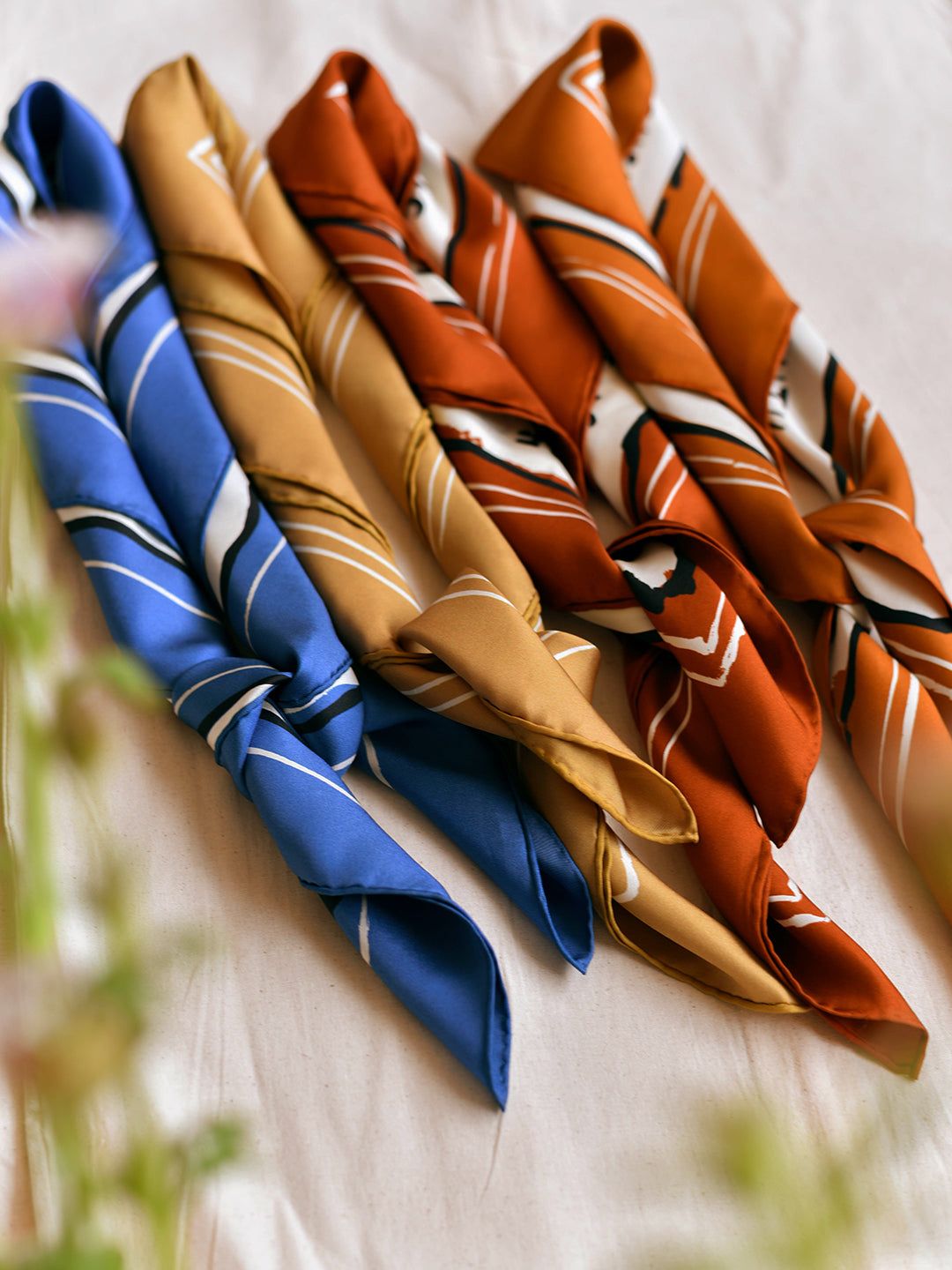 Chowxiaodou Rainbow Girl Satin Silk Rhombic Scarf sold by Simple Retro