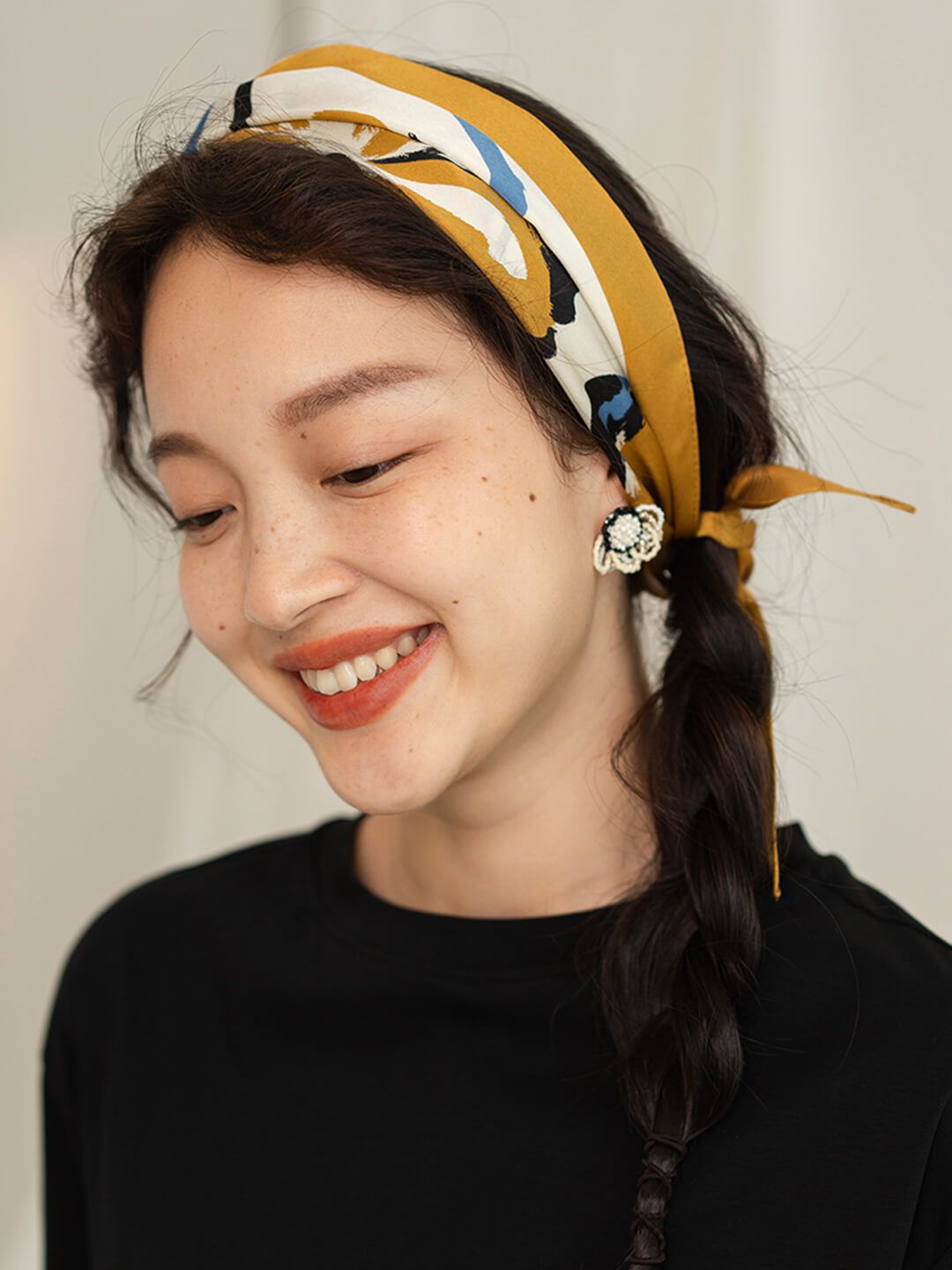 Chowxiaodou Rainbow Girl Satin Silk Rhombic Scarf sold by Simple Retro product image thumbnail 4