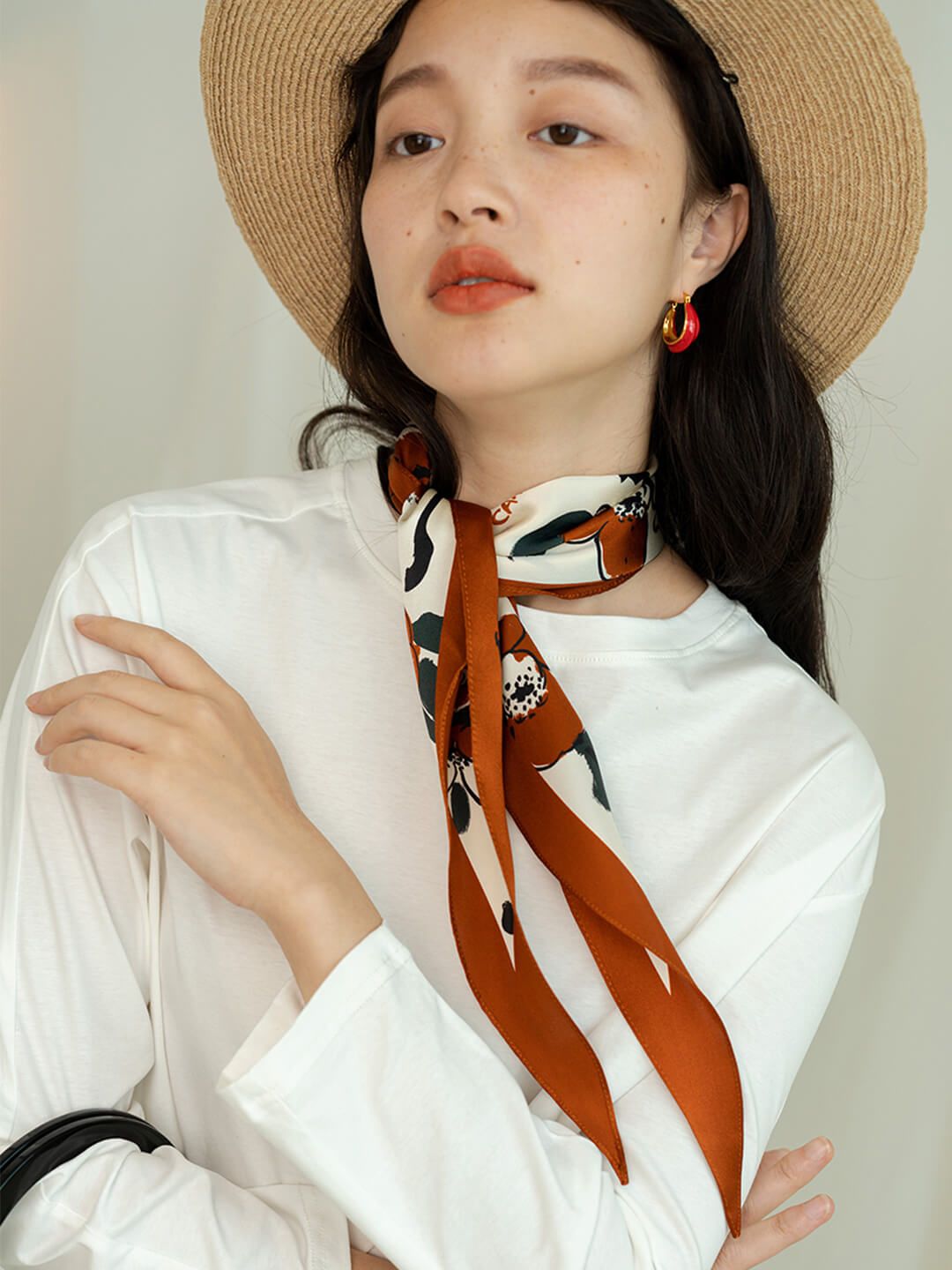 Chowxiaodou Rainbow Girl Satin Silk Rhombic Scarf sold by Simple Retro product image thumbnail 3