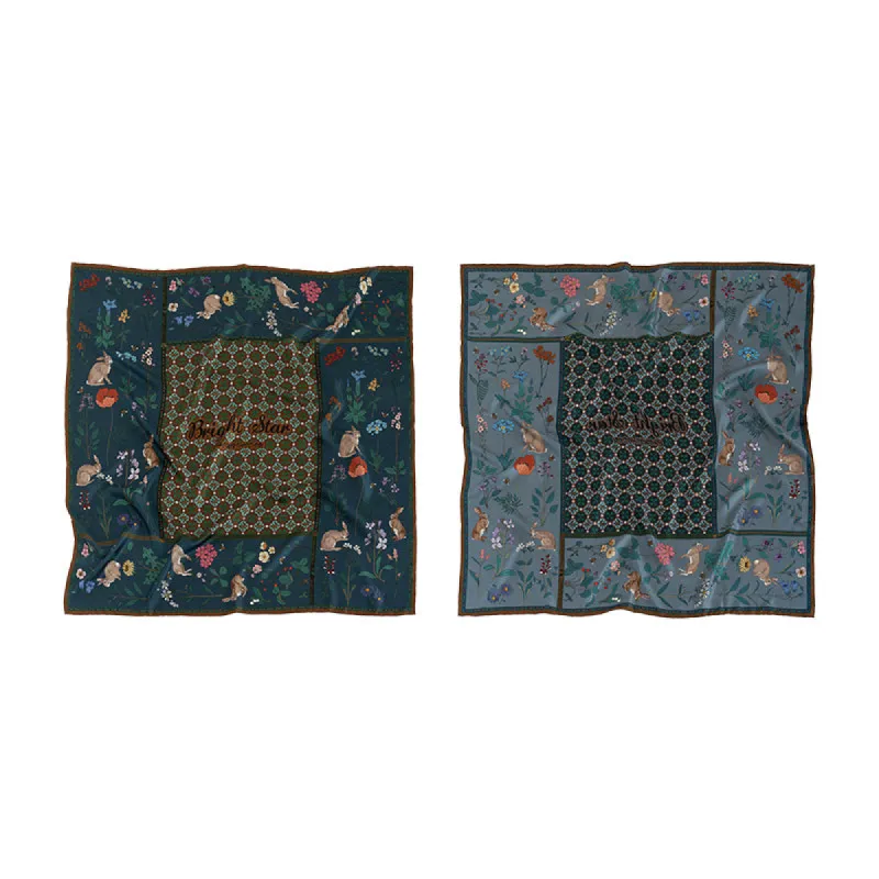 Chowxiaodou 16 Momme Large Square Slik Twill Scarf 106*106-Vintage Blue sold by Simple Retro
