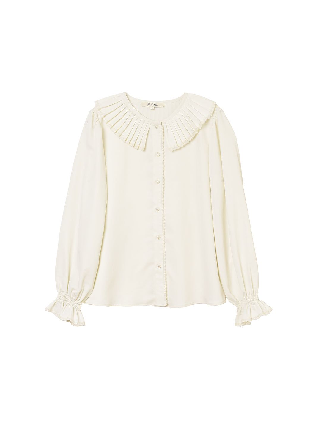 【FINAL SALE】Sierra Frilled Round Collar White Blouse sold by Simple Retro product image thumbnail 8