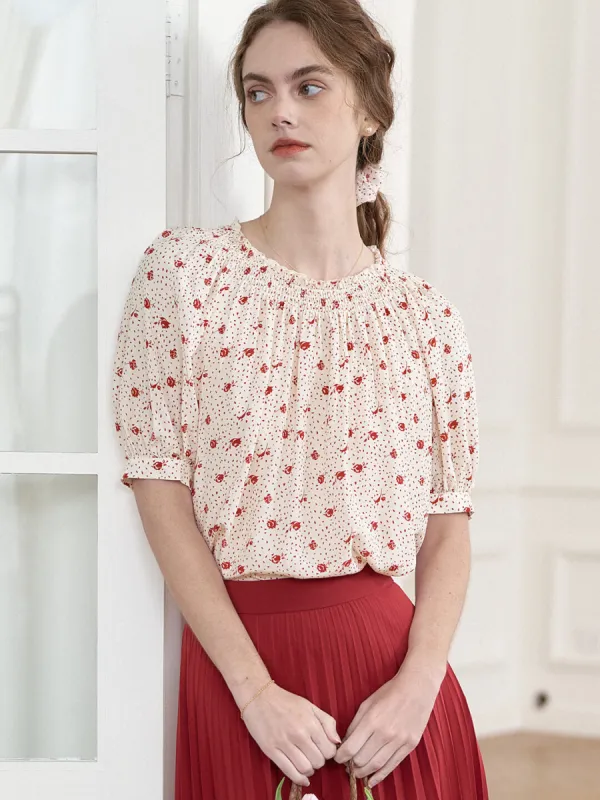 Maisie Eco-friendly Material Printed Short-sleeved Top made by Simple Retro