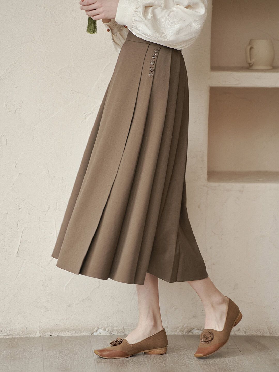 Pleated Splicing A-line Skirt sold by Simple Retro product image thumbnail 8