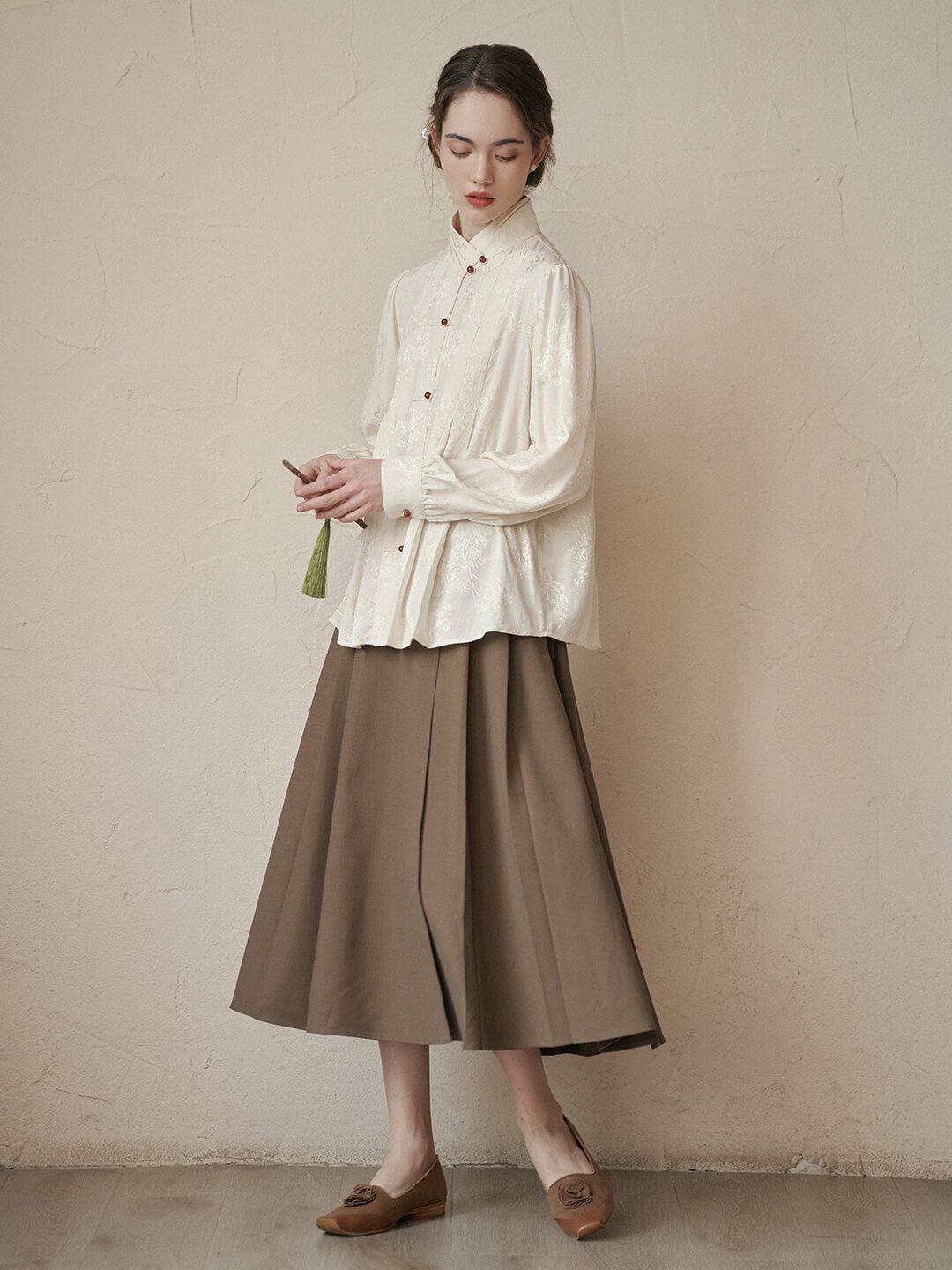 Pleated Splicing A-line Skirt sold by Simple Retro product image thumbnail 6