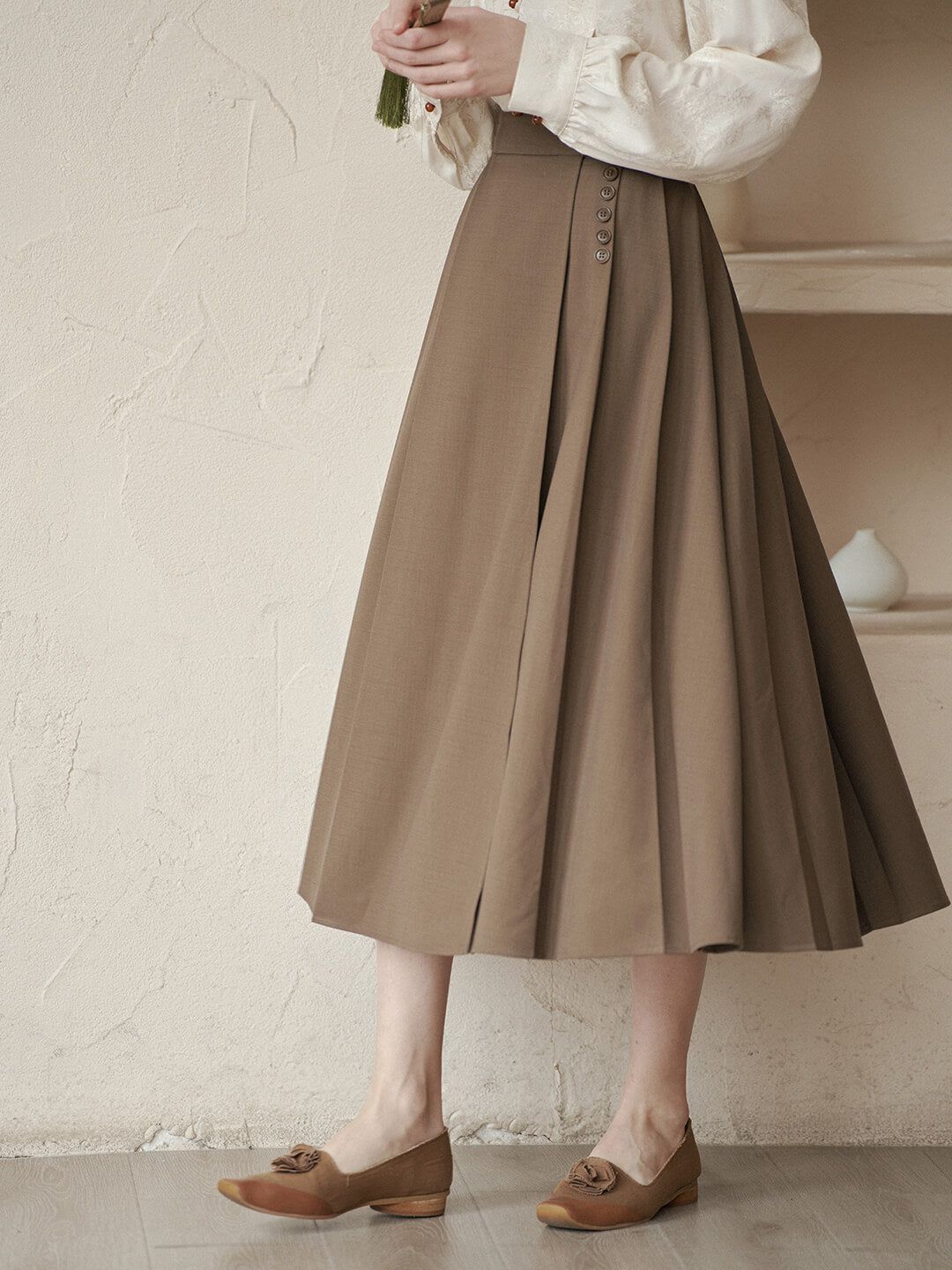 Pleated Splicing A-line Skirt sold by Simple Retro