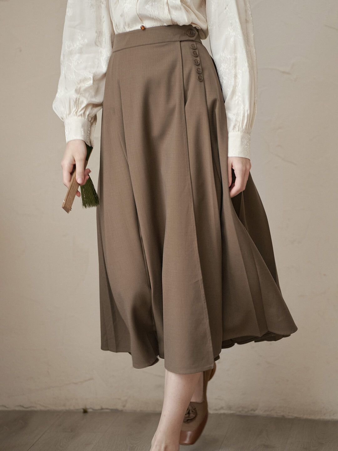 Pleated Splicing A-line Skirt sold by Simple Retro product image thumbnail 7