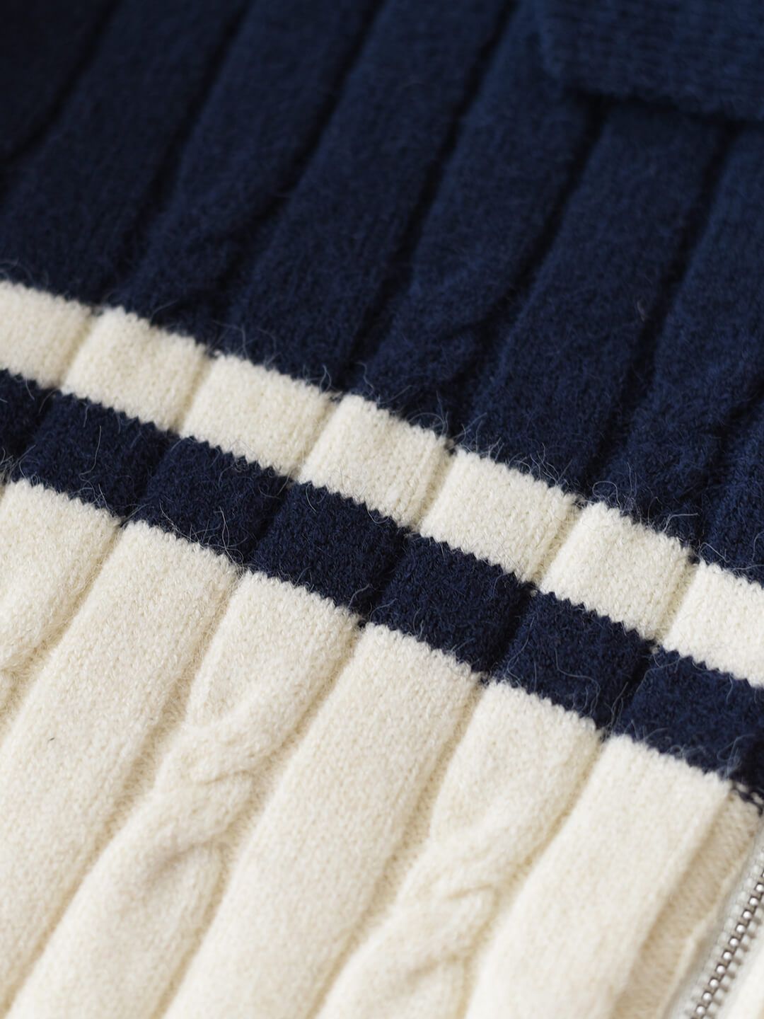 【FINAL SALE】Lyla Polo Cable Blue Knit Sweater sold by Simple Retro product image thumbnail 7