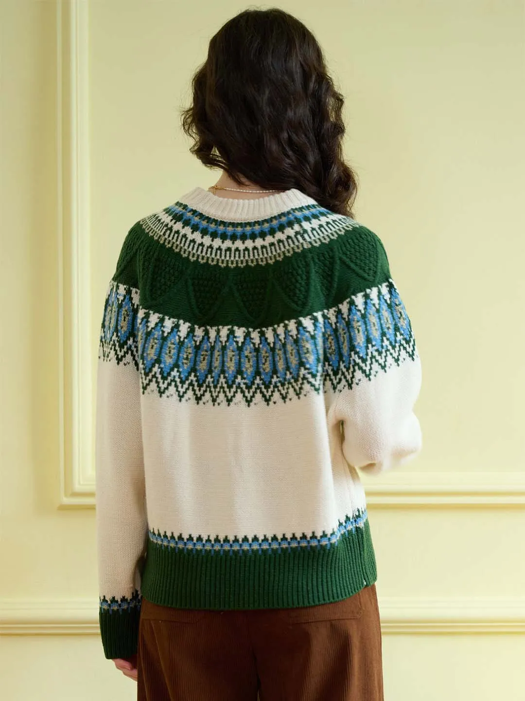 Jade Chevron Pattern Raglan Sleeve Sweater sold by Simple Retro product image thumbnail 3
