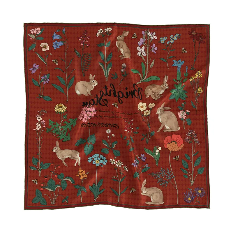 Chowxiaodou 16 Momme Small Square Slik Twill Scarf 65*65-Red sold by Simple Retro