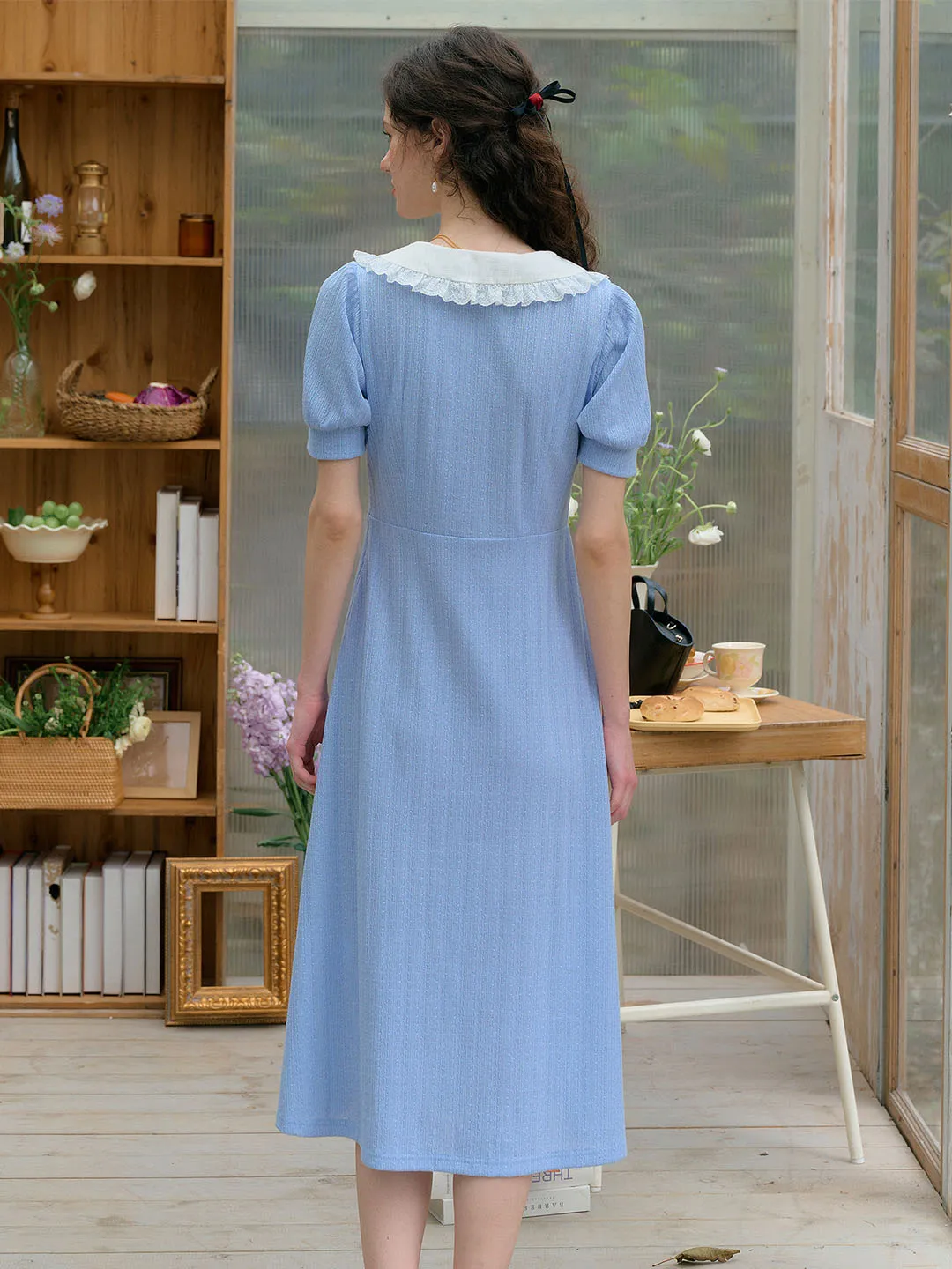 Bonnie Contrast Bow Lace Doll Neck Dress sold by Simple Retro product image thumbnail 4