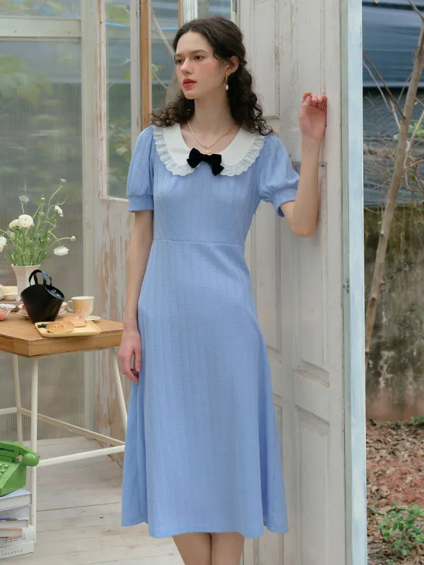 GRIS Puritan Collar Dress L グリ　ワンピ Peter Pan Collar Grey 1950s Dress with Belt | Parallel