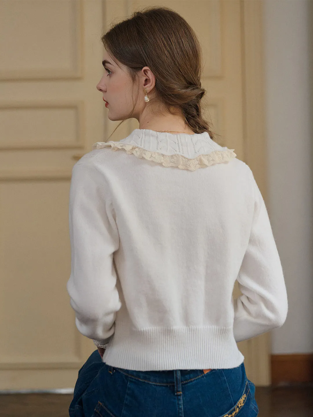 【Final Sale】Piper Floral Patched Frill Trim Sweater sold by Simple Retro product image thumbnail 3