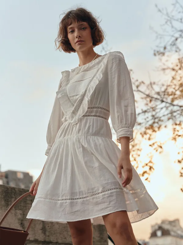 【Final Sale】Lucille Victorian Long Sleeve White Dress sold by Simple Retro