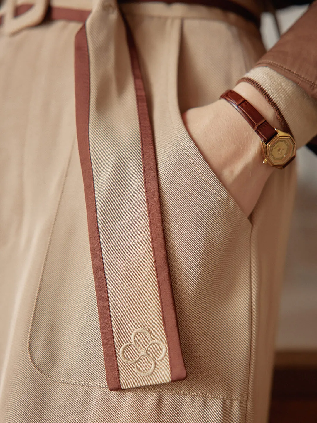 Odette Straight Khaki Midi Skirt sold by Simple Retro product image thumbnail 3