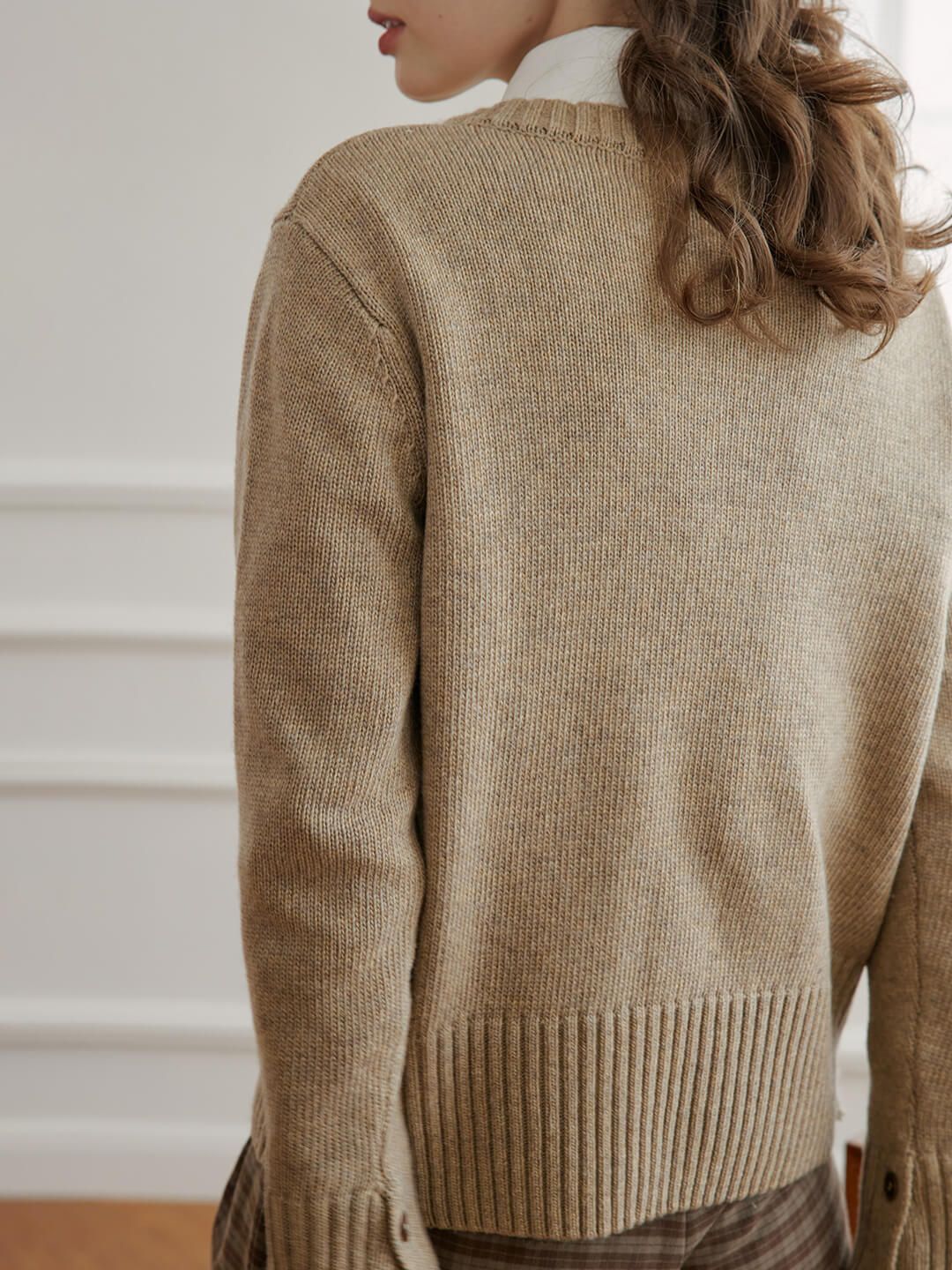 Ayla Crewneck Brown Knit Sweater sold by Simple Retro product image thumbnail 5
